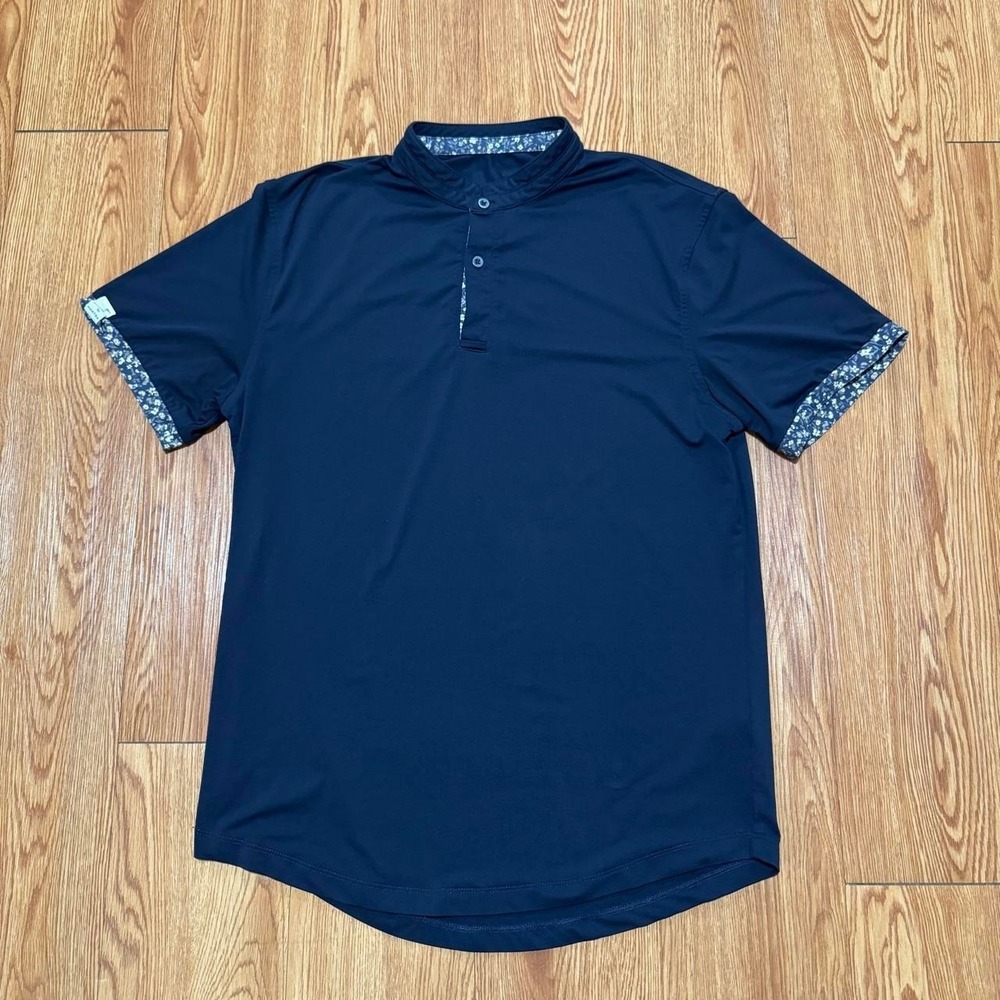 Mantra Men's Henley Shirt Medium Short Sleeve Performance Golf Floral Blue